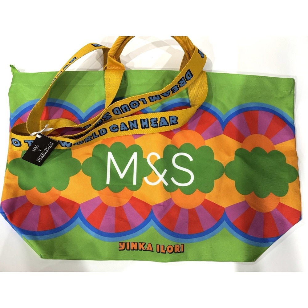 M&S x Yinka Ilori Colorful Recycled Plastic Lifestyle Tote Bag New With Tags